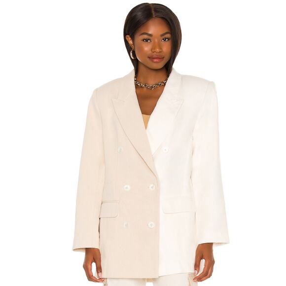 L'Academie The Ashley Blazer in Beige & Ivory – NWT Size Small - Picture 3 of 8